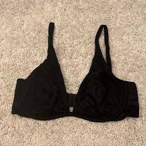 Black unlined plunge bra